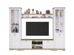 Parete attrezzata classica bianco/rovere chiaro SILL