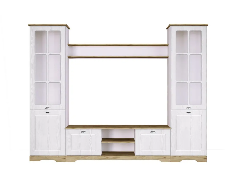 Parete attrezzata classica bianco/rovere chiaro SILL