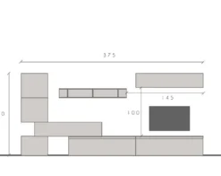 Parete attrezzata componibile 375x170 cm argilla, bronzo e rovere PAL44