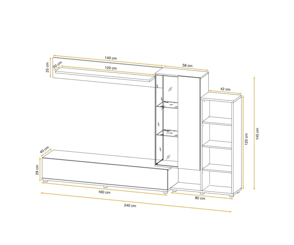 Parete attrezzata con illuminazione LED 240x145 PAP147