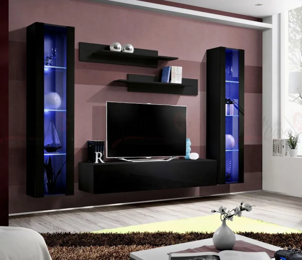 Parete attrezzata con led contemporanea PAP82
