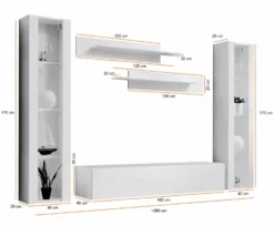 Parete attrezzata con led contemporanea PAP82
