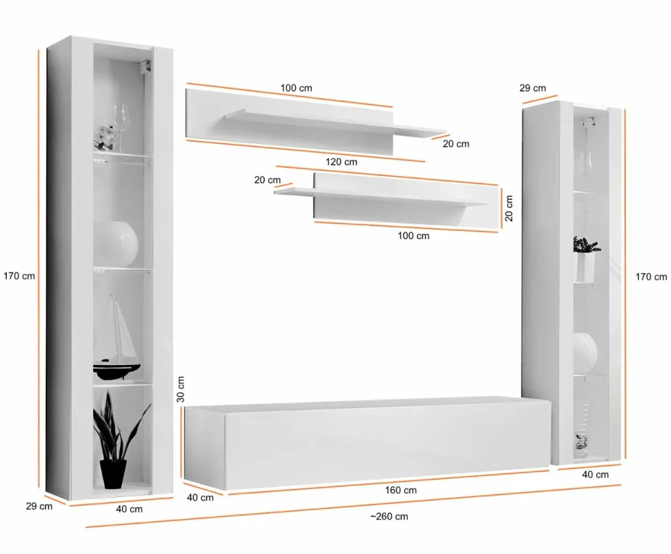 Parete attrezzata con led contemporanea PAP82