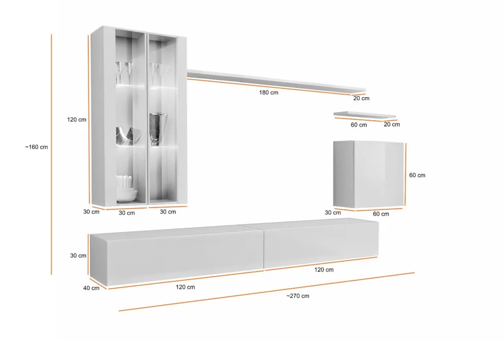 Parete attrezzata con led PAP56