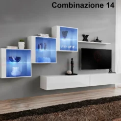 Parete attrezzata con led sospesa PAP65
