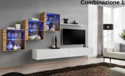Parete attrezzata con led sospesa PAP65
