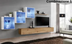 Parete attrezzata con led sospesa PAP65
