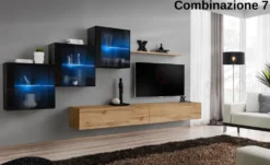 Parete attrezzata con led sospesa PAP65