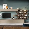 Parete attrezzata con libreria sospesa 345x164 cm argilla e bronzo PAL21