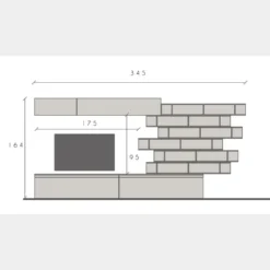 Parete attrezzata con libreria sospesa 345x164 cm argilla e bronzo PAL21