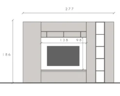 Parete attrezzata con libreria 277x186 cm rovere e beige PAL56