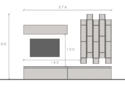 Parete attrezzata con libreria 276x200 cm grigio e piombo PAL38