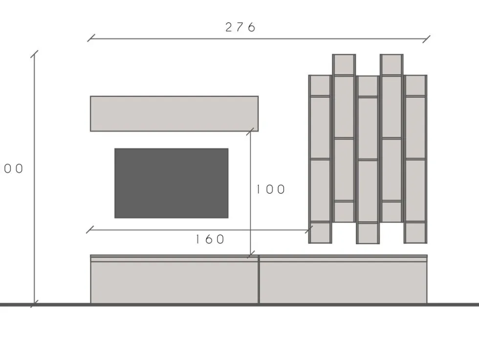 Parete attrezzata con libreria 276x200 cm grigio e piombo PAL38