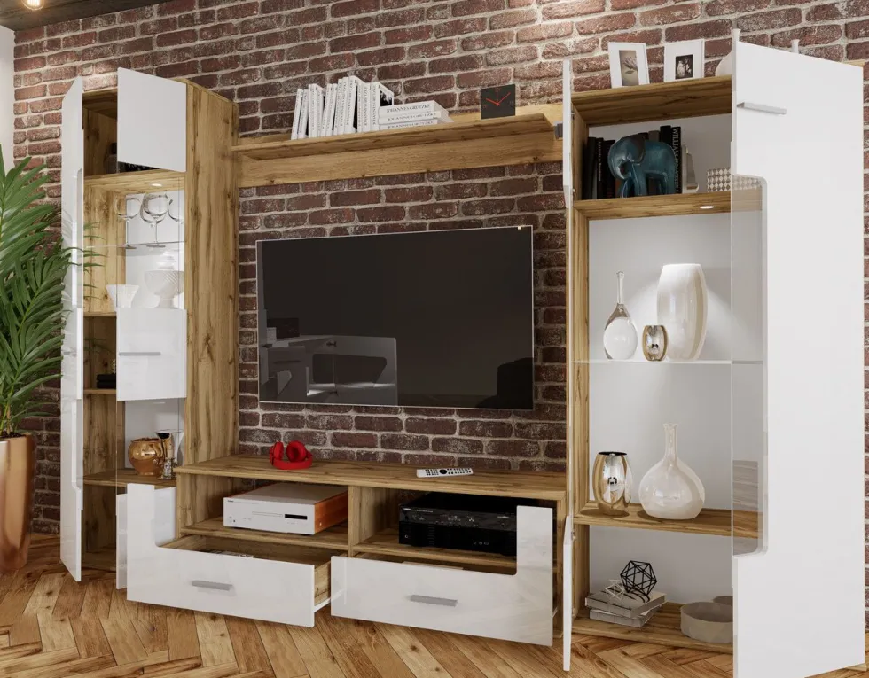 Parete attrezzata contemporanea in Rovere SILS
