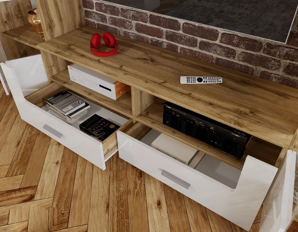 Parete attrezzata contemporanea in Rovere SILS
