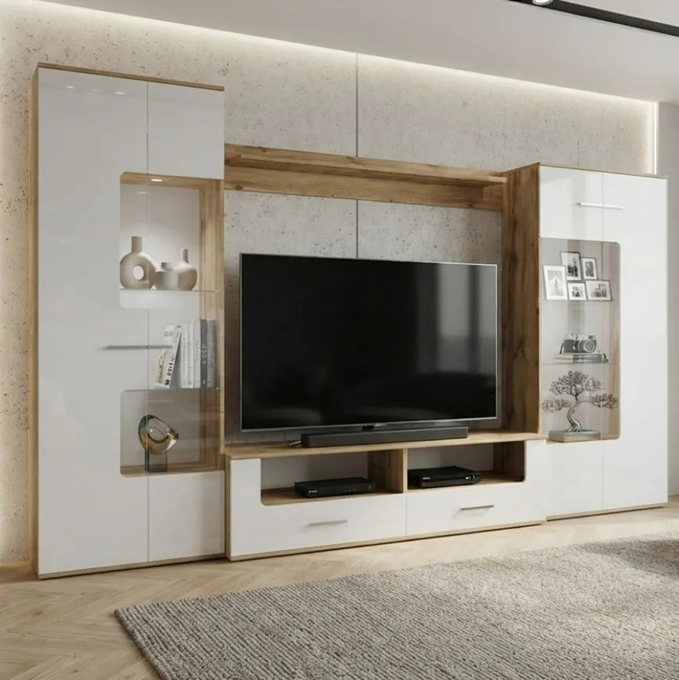 Parete attrezzata contemporanea in Rovere SILS