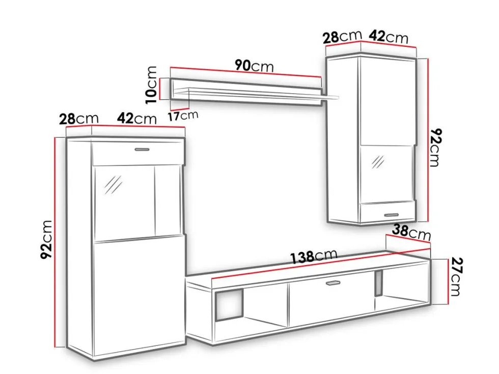 Parete attrezzata contemporanea rovere sonoma PAP9