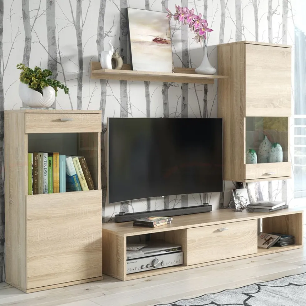 Parete attrezzata contemporanea rovere sonoma PAP9