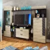 Parete attrezzata contemporanea rovere e nero SU25