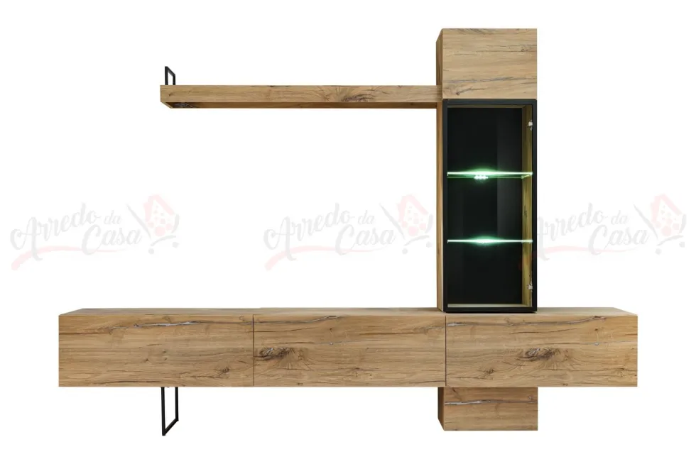 Parete attrezzata con vetrina PAP140