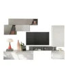 Parete attrezzata da soggiorno 310x210 cm bianco lucido e grigio chiaro PAL82