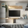 Parete attrezzata elegante 305x210 cm rovere e grigio chiaro PAL71