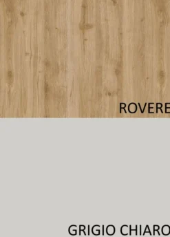Parete attrezzata elegante 305x210 cm rovere e grigio chiaro PAL71