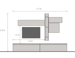 Parete attrezzata elegante 276x200 cm grigio/bianco lucido/grigio chiaro PAL37
