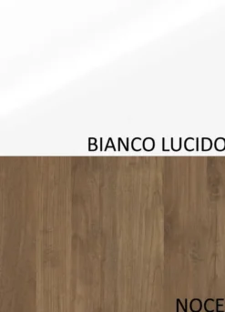 Parete attrezzata elegante 280x202 cm bianco lucido e noce PAL62