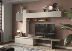 Parete attrezzata elegante 290x210 cm bronzo, beige, noce PAL61