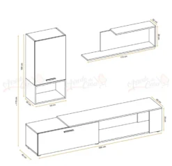 Parete attrezzata moderna antracite e rovere PAP139