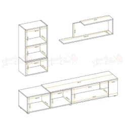 Parete attrezzata moderna antracite e rovere PAP139