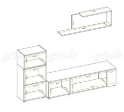 Parete attrezzata moderna antracite e rovere PAP138
