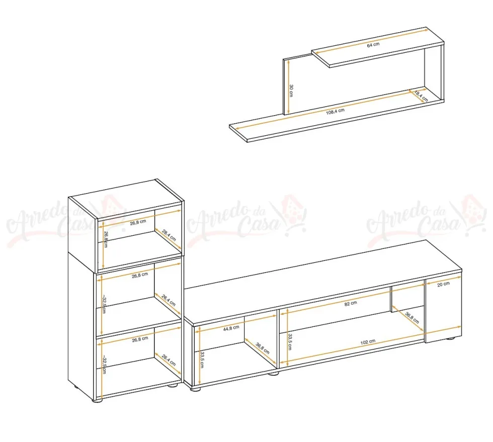 Parete attrezzata moderna antracite e rovere PAP138