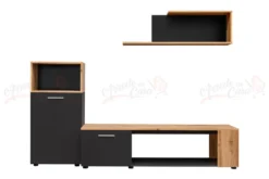 Parete attrezzata moderna antracite e rovere PAP138