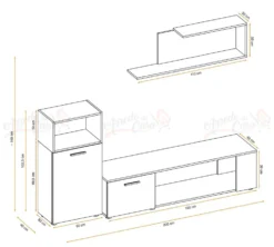 Parete attrezzata moderna antracite e rovere PAP138