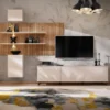 Parete attrezzata moderna beige e rovere 280x200 PAP150