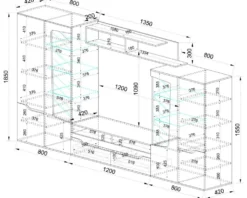 Parete attrezzata moderna bianco lucido PAI1