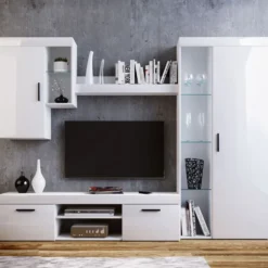 Parete attrezzata moderna bianco lucido PAI1