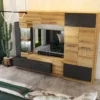 Parete attrezzata moderna con LED 130x102x37 cm in Rovere Naturale e Grafite SU42