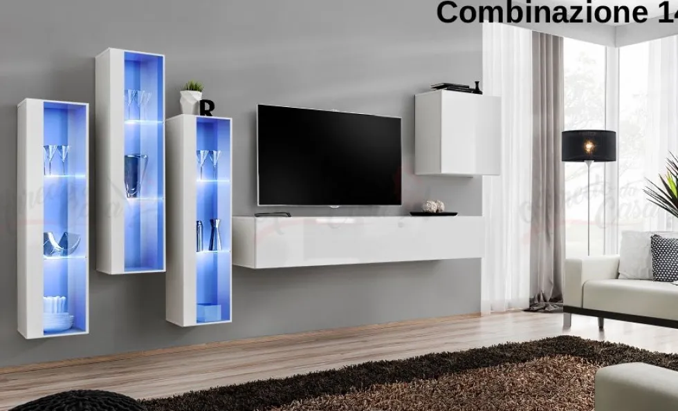 Parete attrezzata moderna con led PAP57