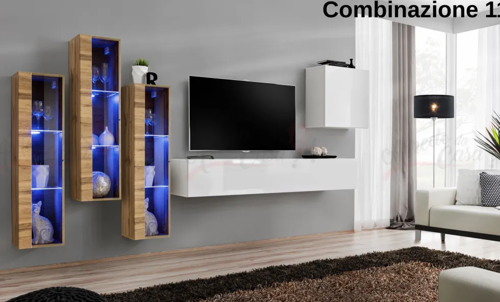 Parete attrezzata moderna con led PAP57