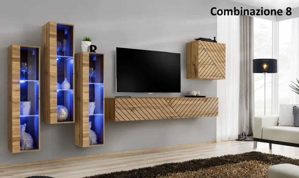 Parete attrezzata moderna con led PAP57
