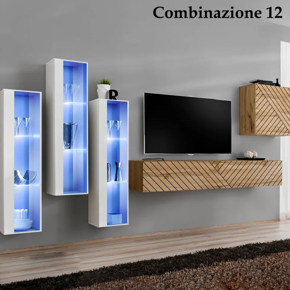 Parete attrezzata moderna con led PAP57