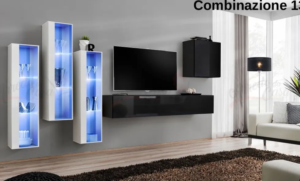 Parete attrezzata moderna con led PAP57