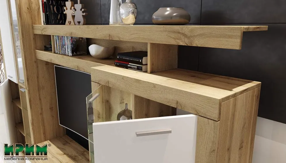 Parete attrezzata moderna rovere e bianco PAI6032