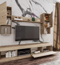 Parete attrezzata moderna rovere chiaro PAI6021