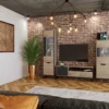Parete attrezzata moderna rovere chiaro ed antracite PAI32