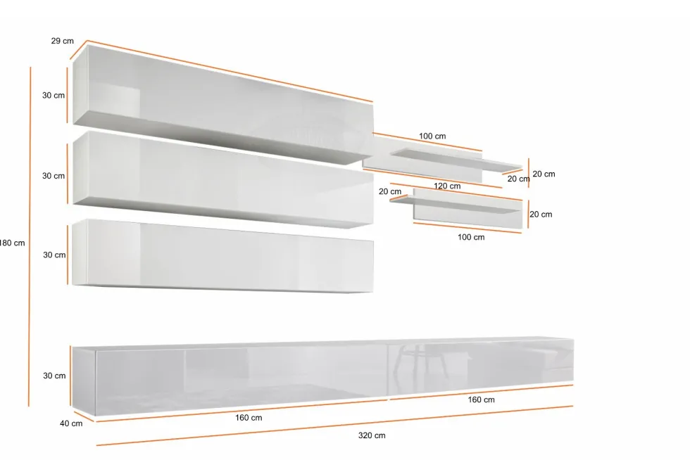 Parete attrezzata moderna sospesa PAP105