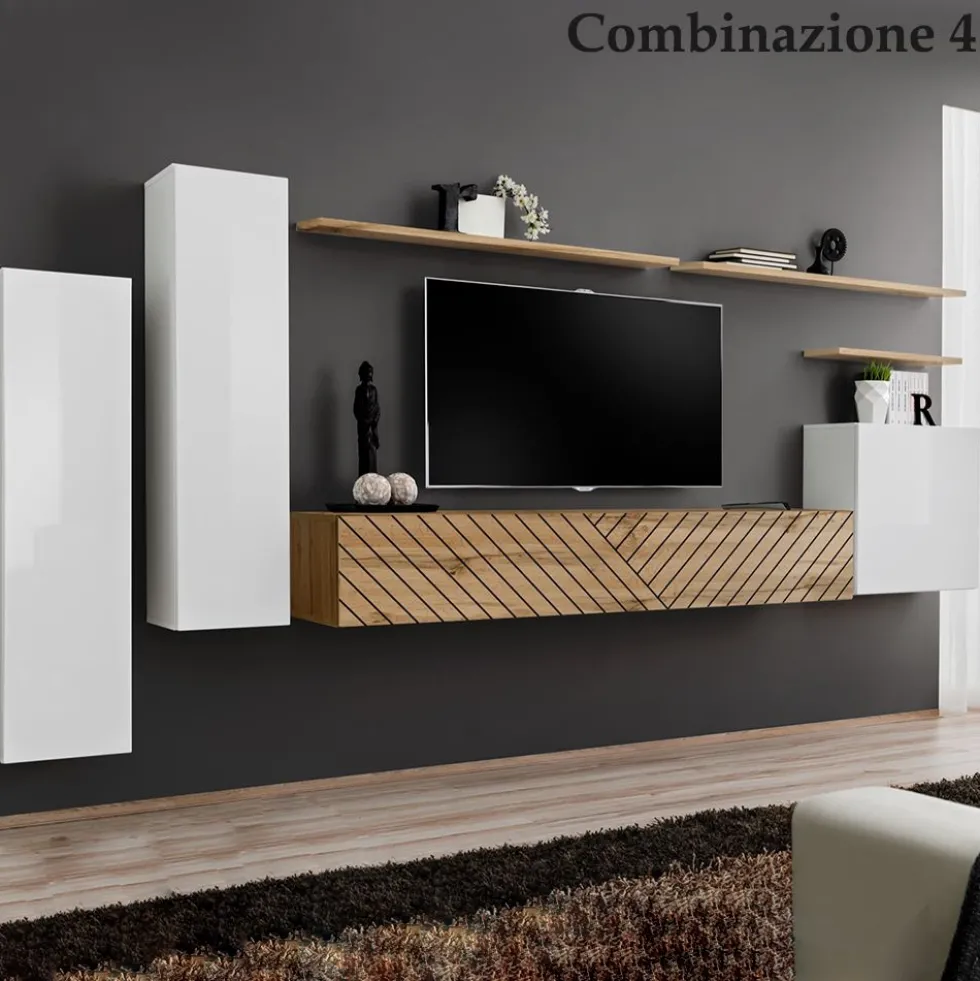 Parete attrezzata moderna sospesa PAP45